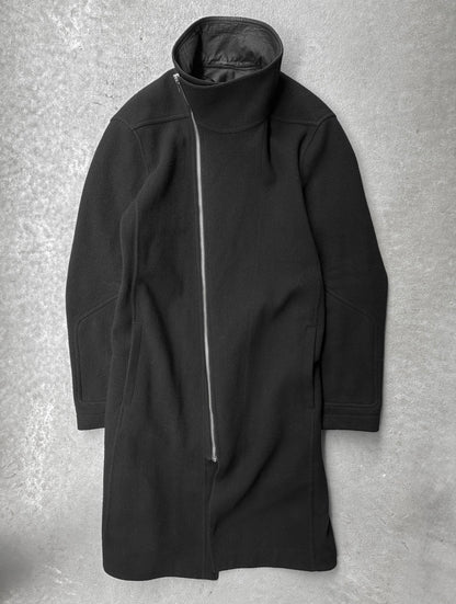 Rick Owens AW15 "SPHINX" Mollino Asymmetrical Front Zip Heavy Wool Coat | Archive Fashion Toronto