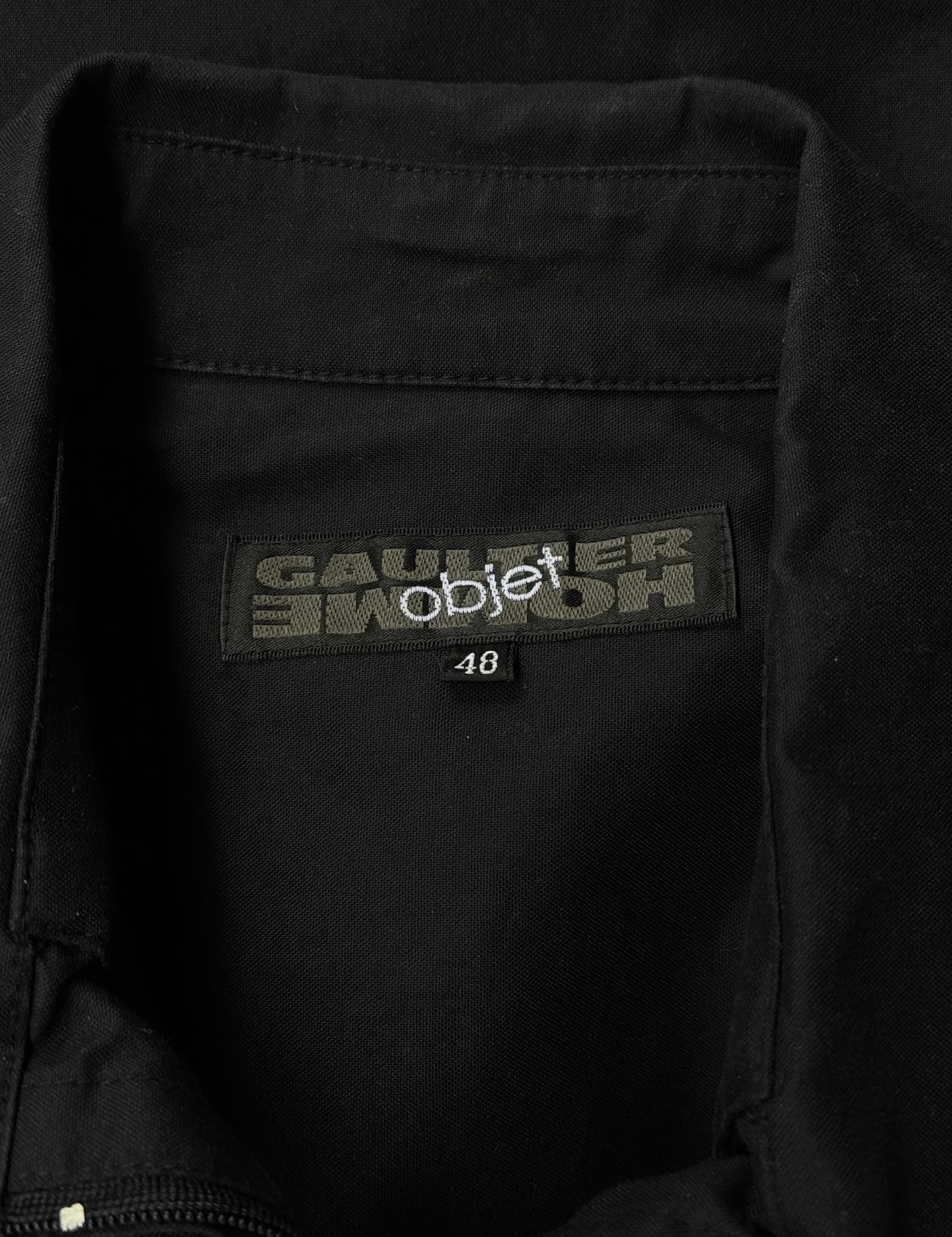 Jean-Paul GAULTIER Objet Early 00s Black Zip-up Short-sleeve Shirt
