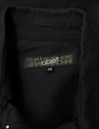 Jean-Paul GAULTIER Objet Early 00s Black Zip-up Short-sleeve Shirt