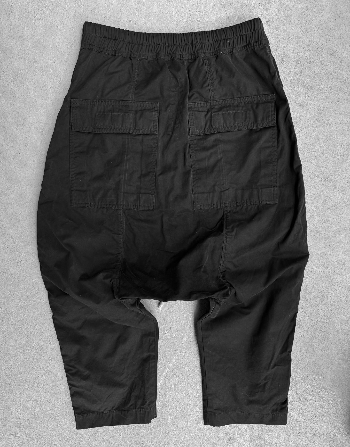 Rick Owens DRKSHDW AW17 “GLITTER” Fade Black Cotton Drop-crotch Pants