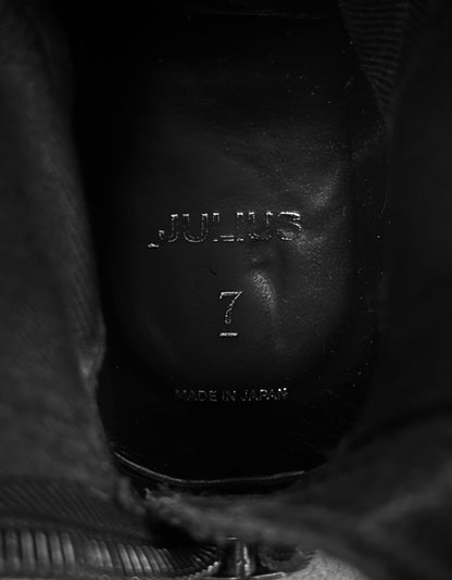 Julius_7 SS16 “Angel_s;” Blistered Reverse Cow Leather Back Zip Boots