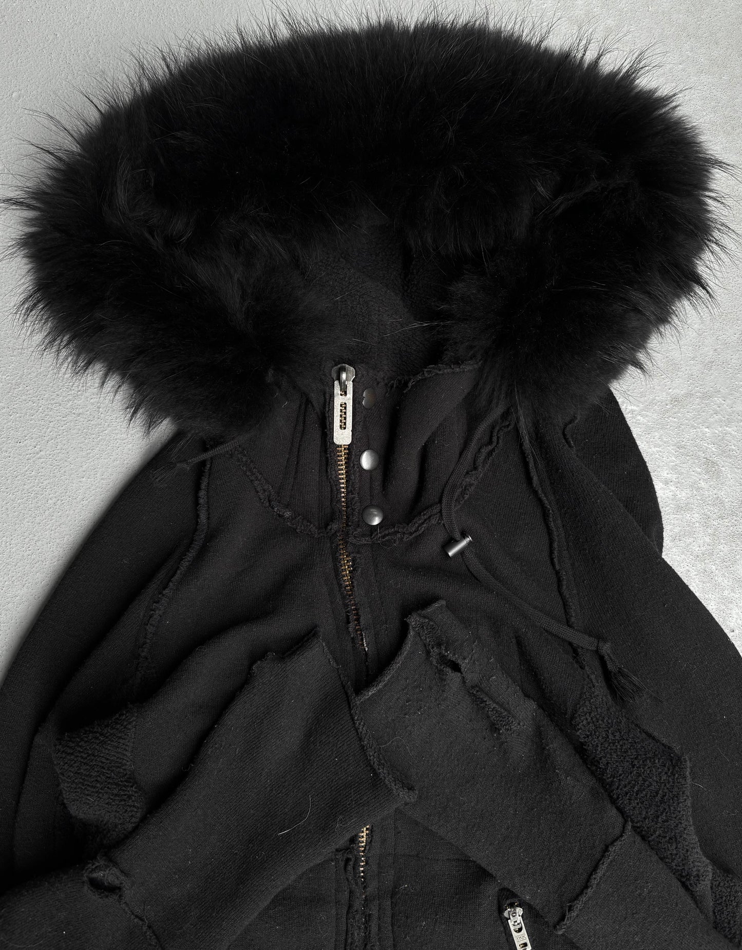 L.G.B Early 00s Raccoon Fur Bono Zip-up Hoodie