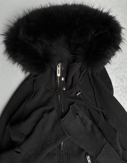 L.G.B Early 00s Raccoon Fur Bono Zip-up Hoodie