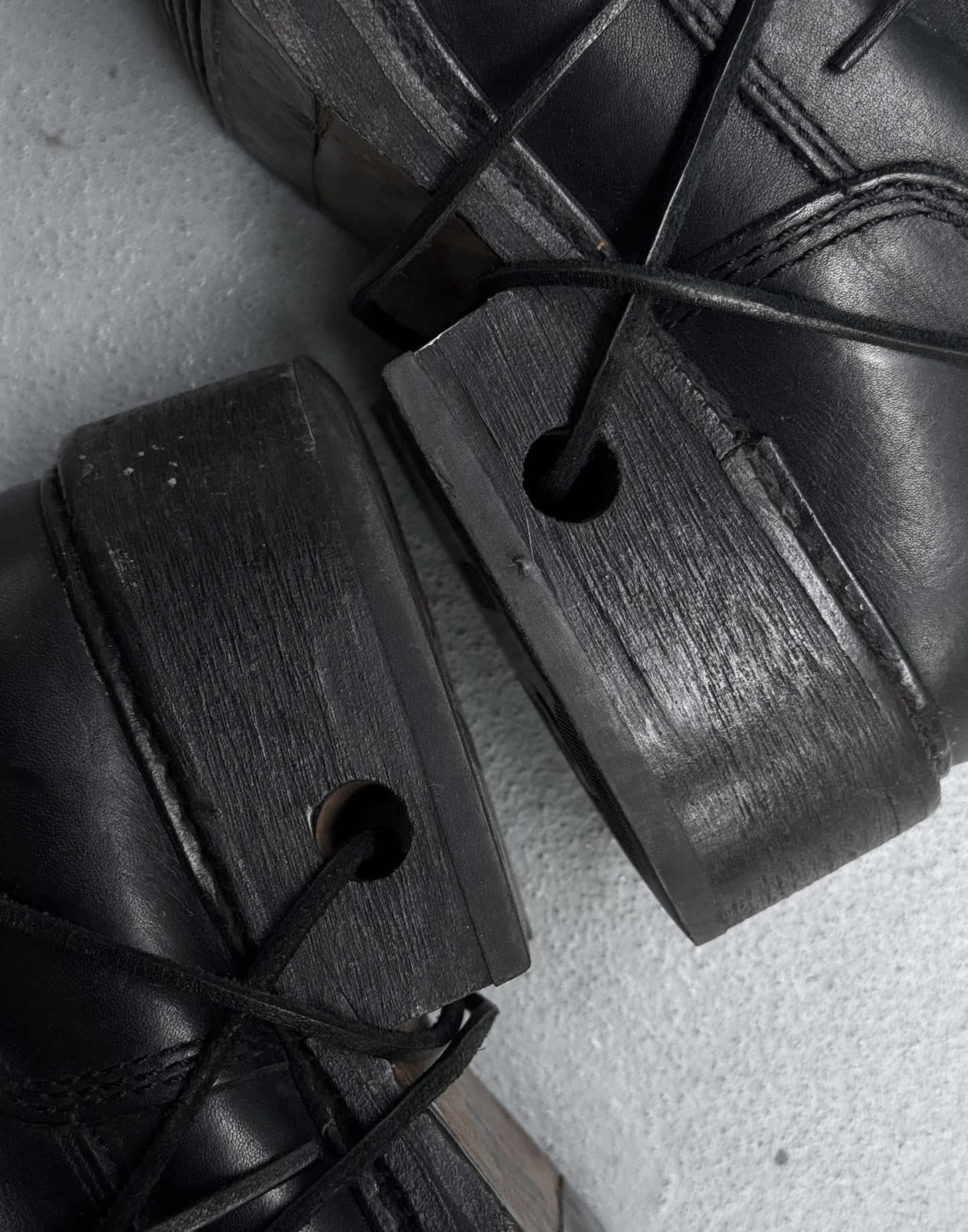 Dirk Bikkembergs AW94-95 Black Leather Military Lace-through Boots