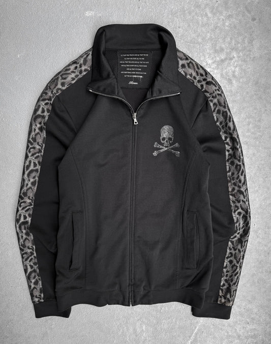 roen by Hiromu Takahara Early 00s Skull Crystal Studded Leopard Track Jacket