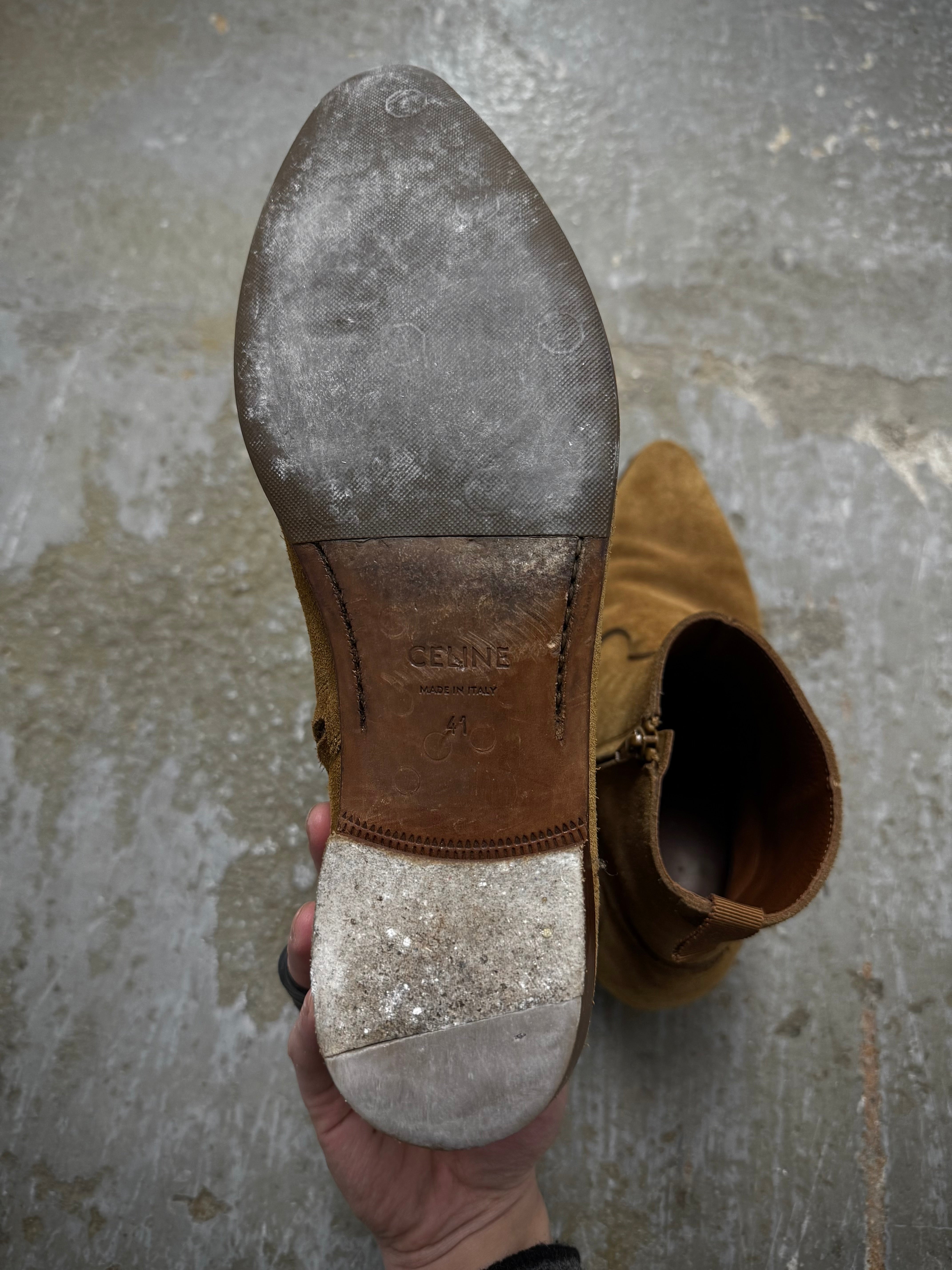 CELINE Hedi Slimane SS19 Jacno Suede Side Zip Boots – DRIEW