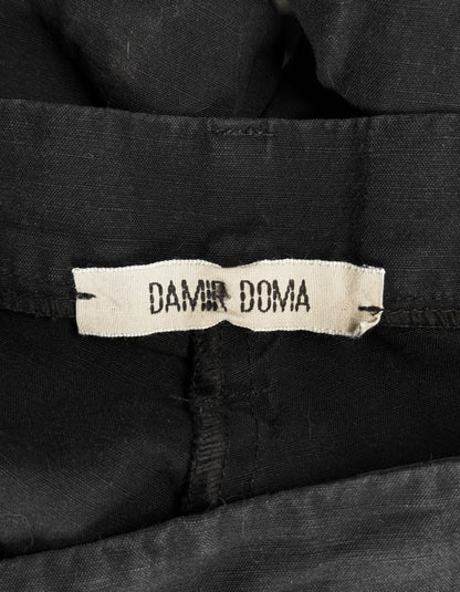 DAMIR DOMA Black Linen Twisted Leg Skinny Trousers