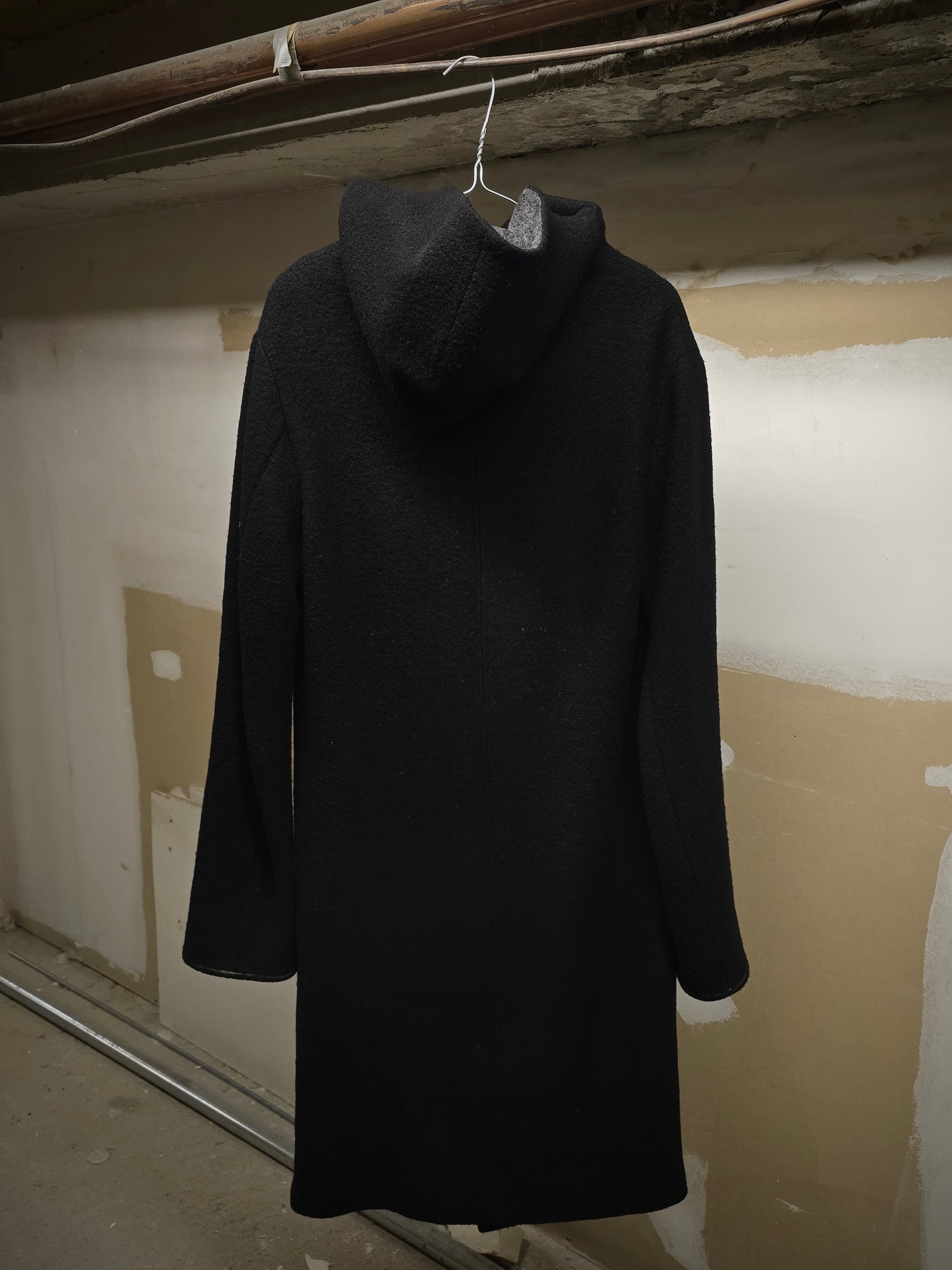 Lost and Found Ria Dunn Lost & Found by Ria Dunn 2010s Removable Hooded Boiled Wool Crepe Coat detail | DRIEW GARMENTS