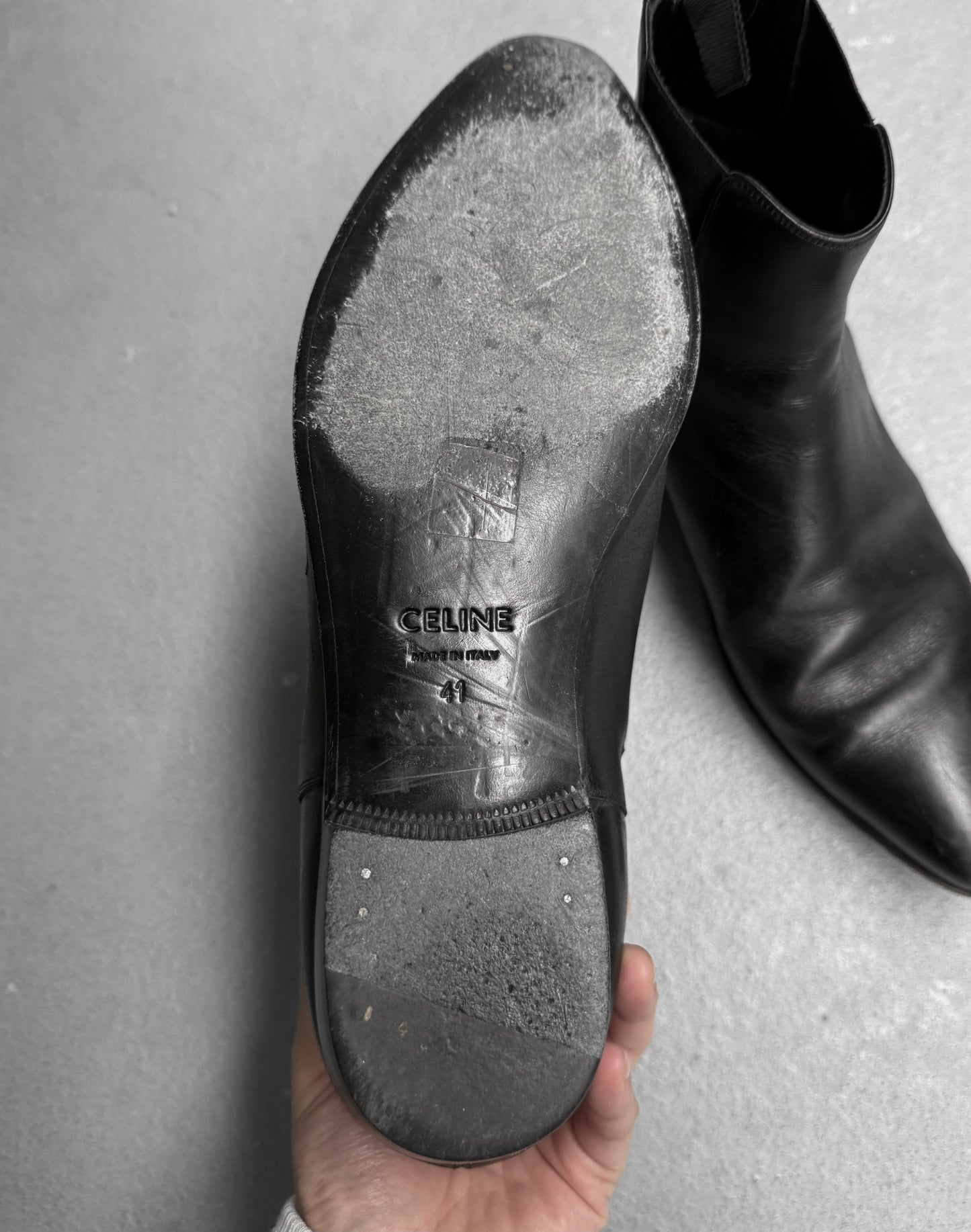 CELINE SS19 Black ‘Jacno' Chelsea Leather Boots