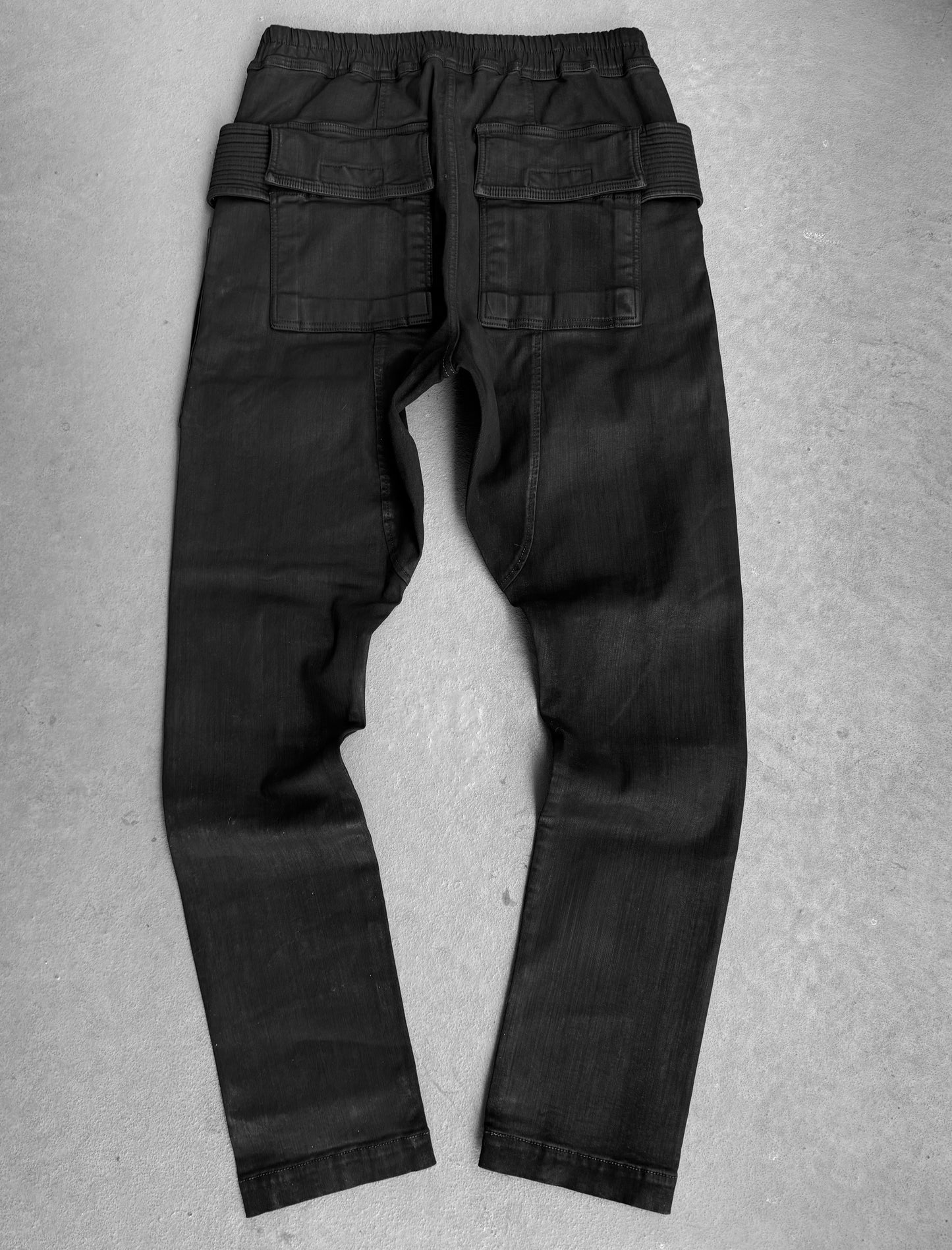 Rick Owens DRKSHDW AW24 "PORTERVILLE" Drop-crotch Waxed Creatch Cargo Denim