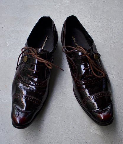 alfredoBANNISTER Early 00s Patent Leather Pointy Toe Derbies
