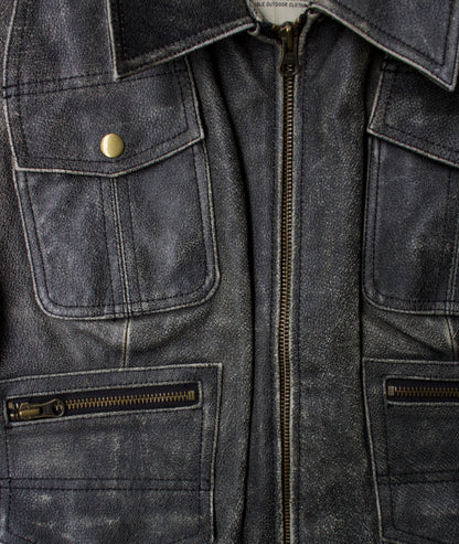 Vintage 00s Jacob Connexion Distressed Leather Single Rider Jacket