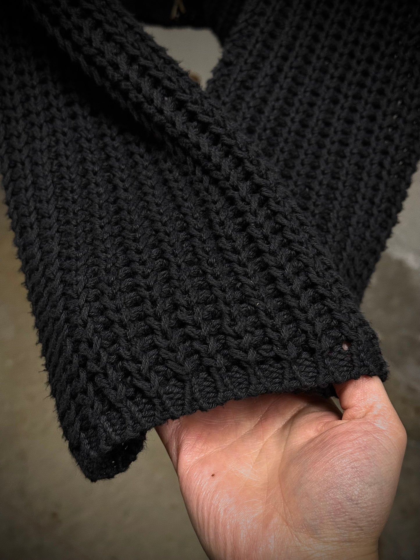 Ann Demeulemeester AW98 Cropped Cotton Knit Zip Up Mock Neck Sweater detail | DRIEW GARMENTS