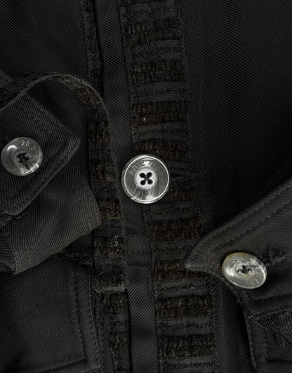 SONG FOR THE MUTE AW20 "20.2 DJEBEL" Frayed Edge Viscose Trucker Jacket detail | DRIEW GARMENTS