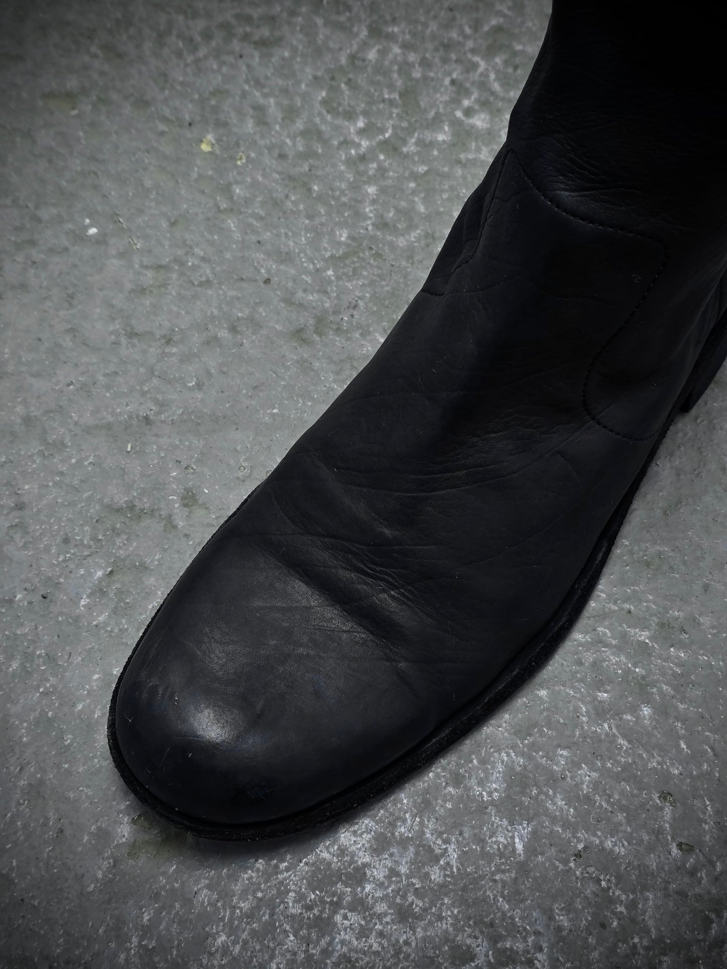 Isamu Katayama "BACKLASH" Side Zip Deerskin Leather boots detail | DRIEW GARMENTS