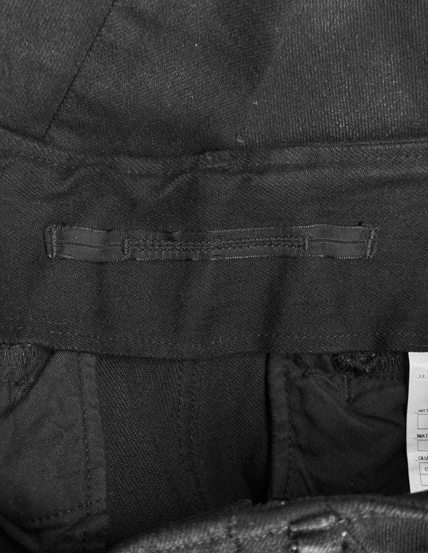 Julius_7 SS15 “prism;” Waxed Velcro Gas-Mask Cargos Skinny Denim