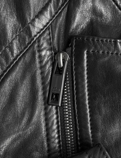 5351 Pour Les Hommes Early 00s Cowhide Leather Belted Moto Trench Coat
