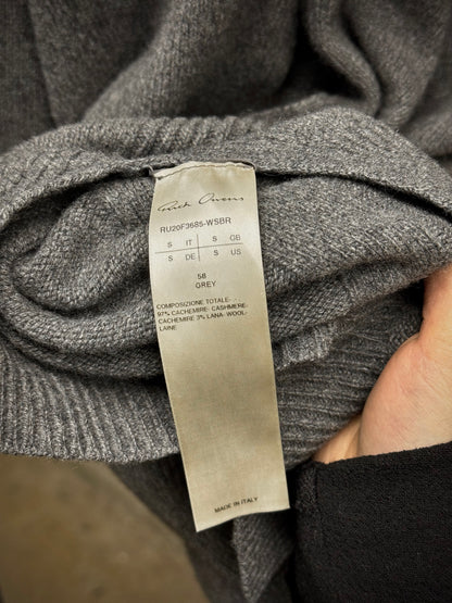 Rick Owens AW20 "PERFORMA" GREY Hooded Cashmere Knit Sweater