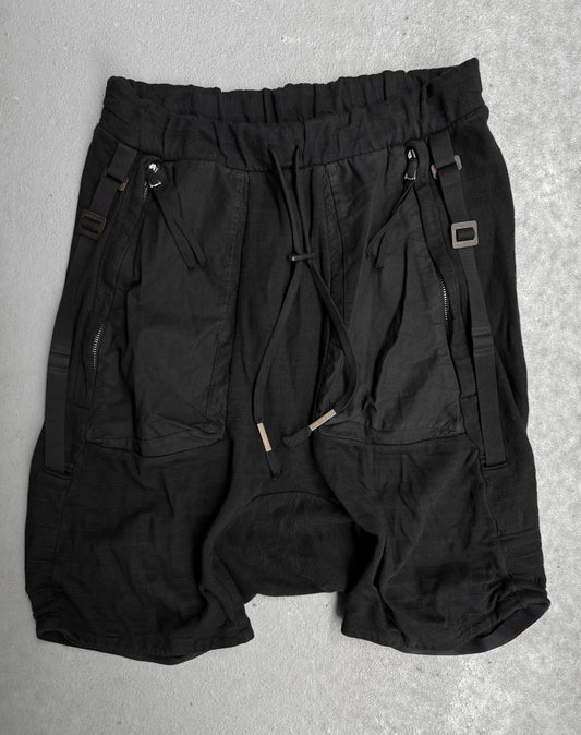 Boris Bidjan Saberi SS18 ‘P8-F0603M’ Object-dyed Adjustable Military Drop-crotch Shorts