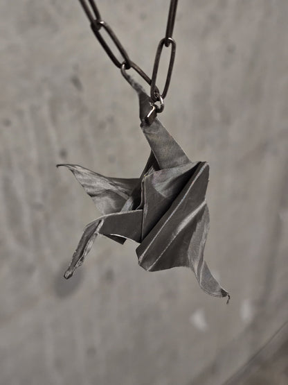 Taichi Murakami Stainless Steel Origami Crane Silver Necklace