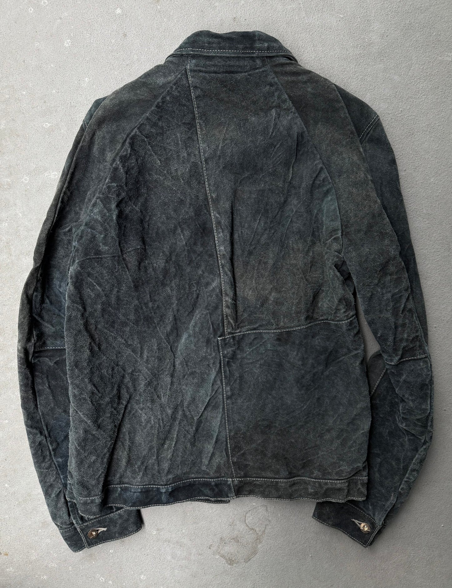 Taichi Murakami AW25 Indigo Hand-Dyed Reverse Calf Leather Work Jacket