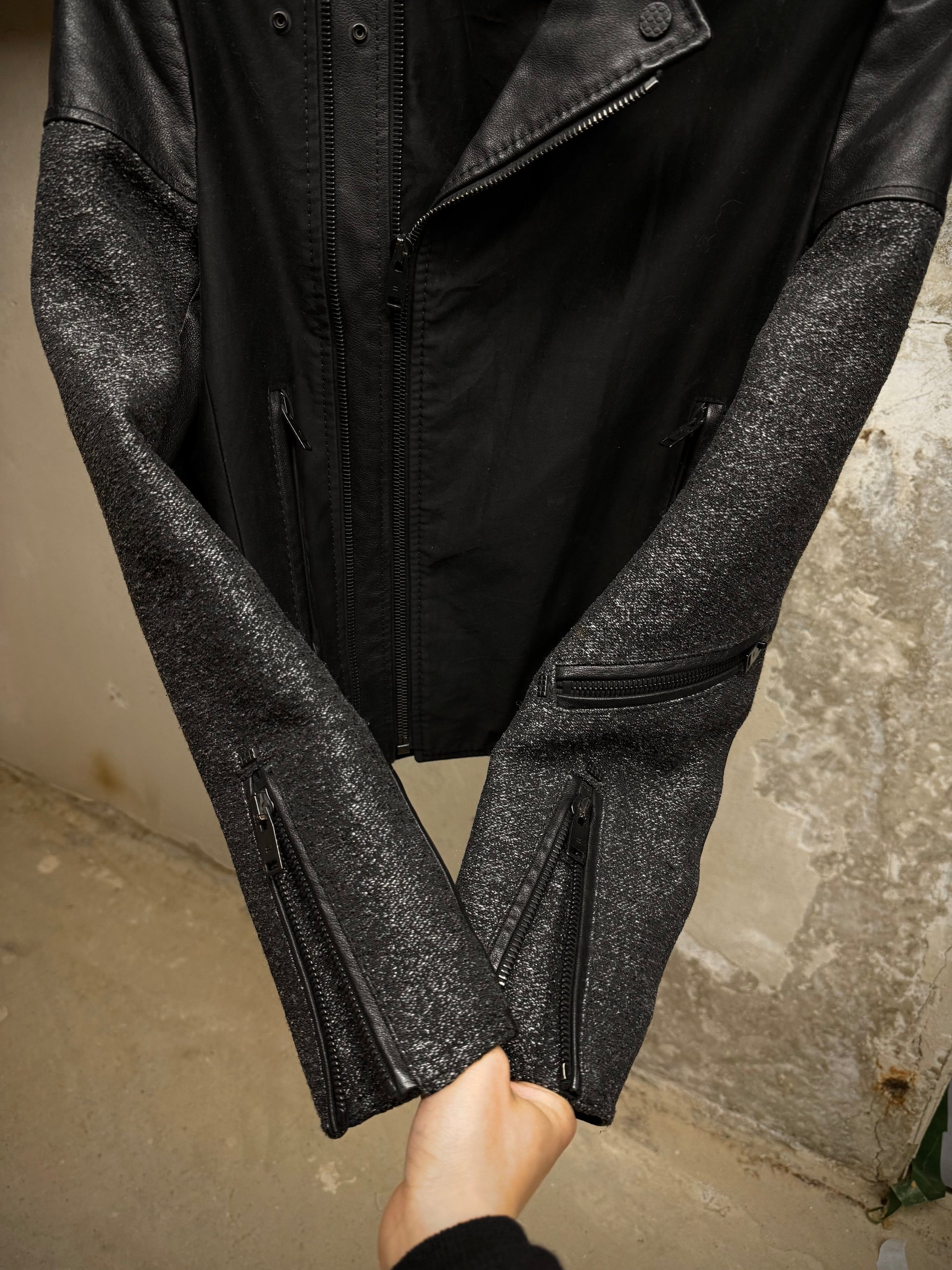 Balenciaga by Nicolas Ghesquière AW2012 Buffalo Leather Hybrid Rider Jacket detail | DRIEW GARMENTS