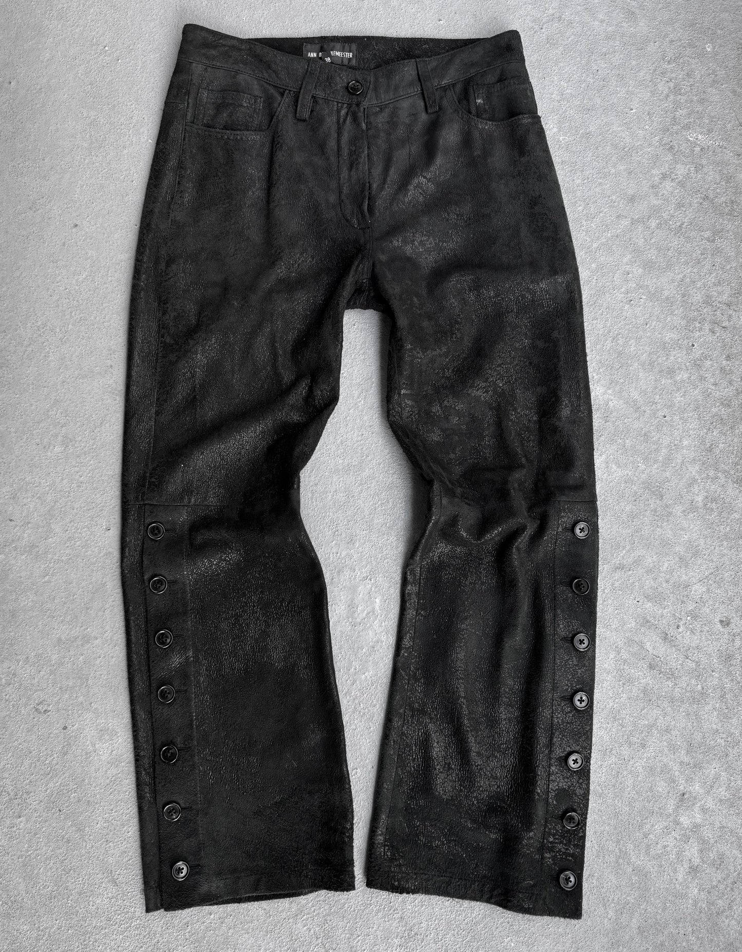 Ann Demeulemeester AW19 Deep Aqua Blistered Lamb Leather Pants