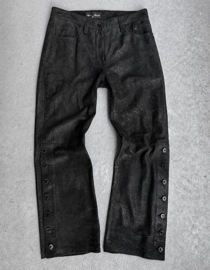 Ann Demeulemeester AW19 Deep Aqua Blistered Lamb Leather Pants