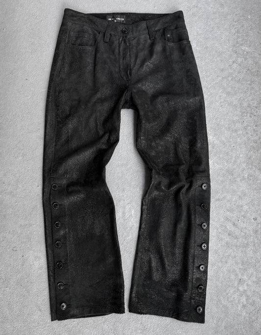 Ann Demeulemeester AW19 Deep Aqua Blistered Lamb Leather Pants