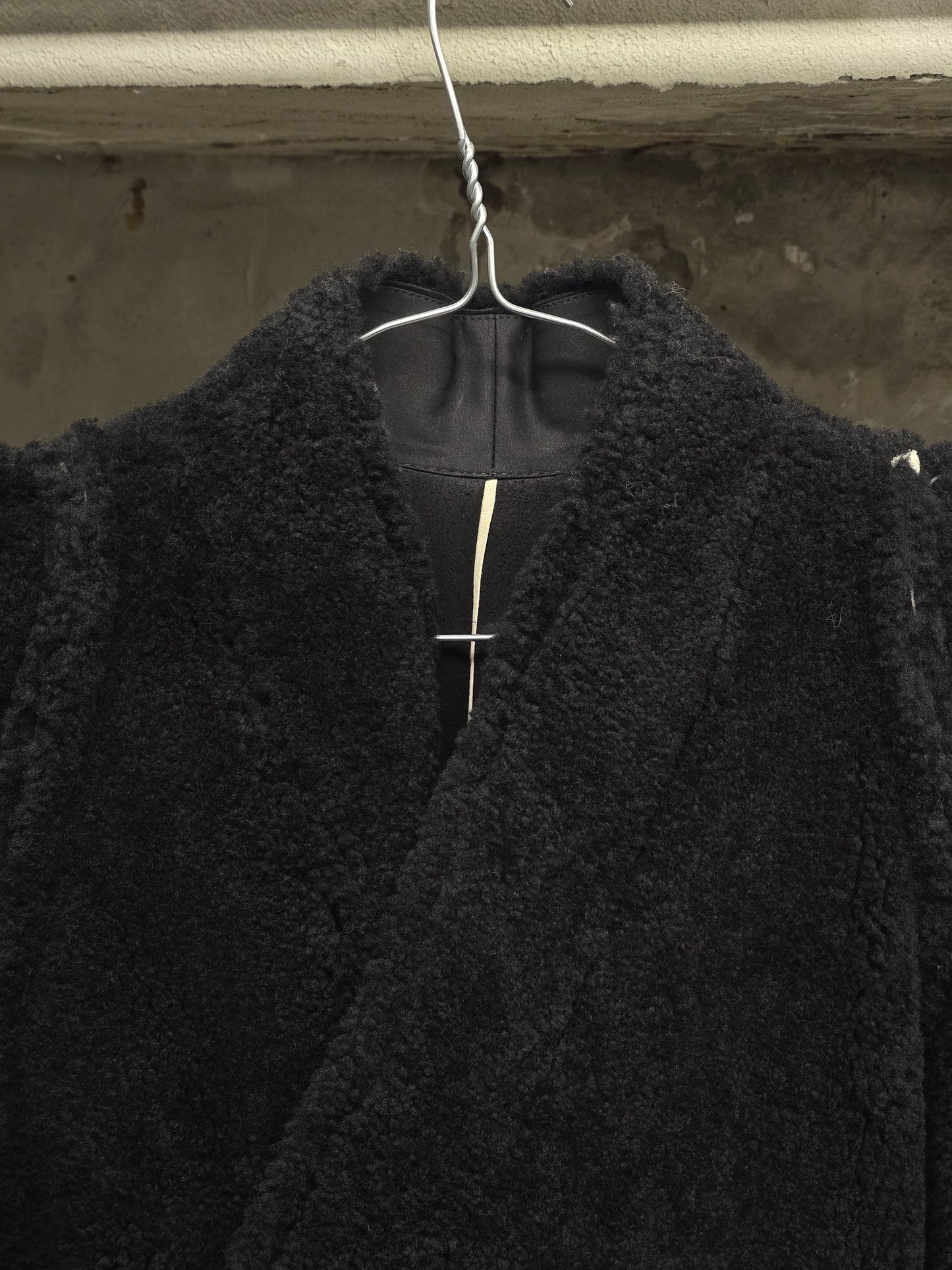 Rick Owens AW19 "LARRY" Legaspi Black Lamb Shearling Coat