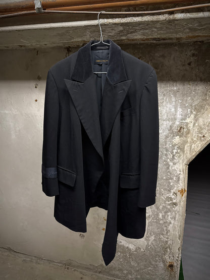 COMME des GARÇONS Late 80s 'Jean Paul Gaultier' Woven Tag Asymmetric Open-front Blazer | Archive Fashion Toronto