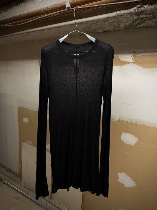 Rick Owens AW24 "PORTERVILLE" Black Sheer Ribbed Long-sleeves | Archive Fashion Toronto