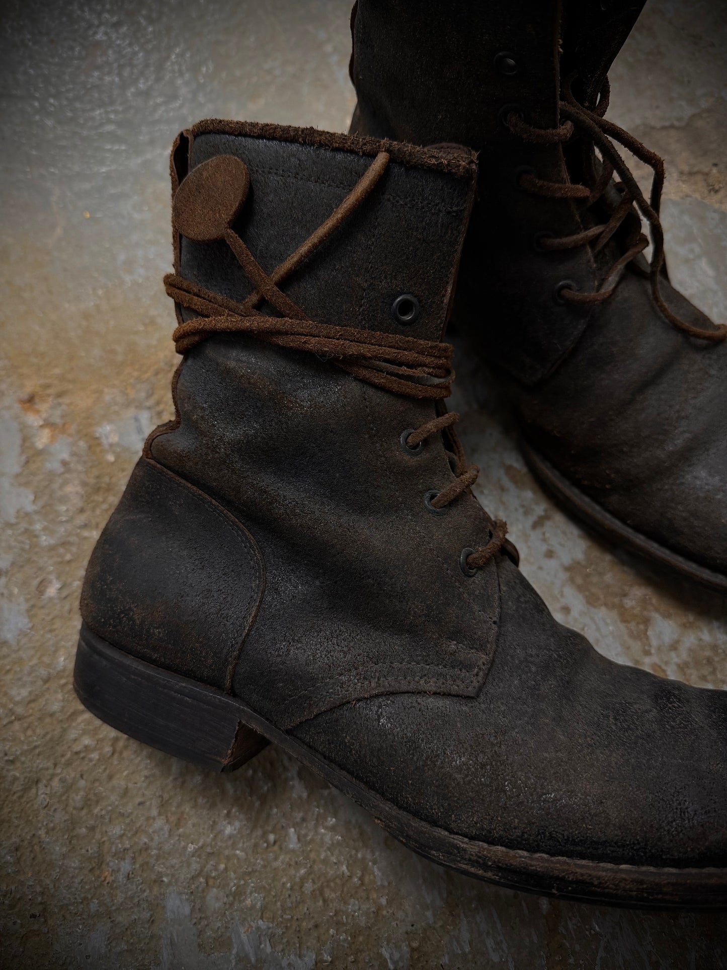 Carpe Diem Early 00s Distressed Horse Leather ‘S23M’ Lace-up Boots