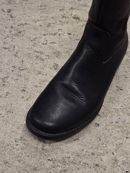 wjk by Jun Hashimoto 00s Black Bison Leather Back Zip Boots