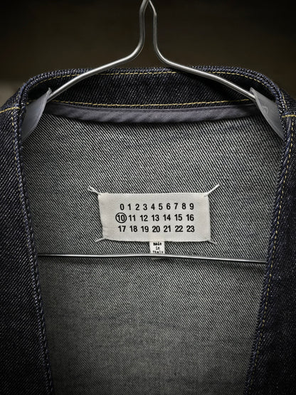 Maison Martin Margiela AW19 Minimal Open-Front Raw Indigo Denim Jacket