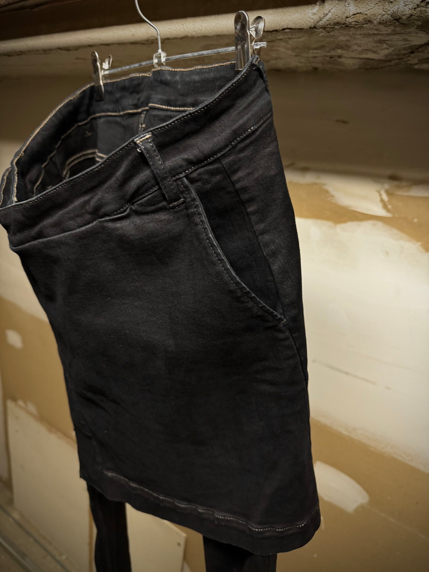 Rick Owens DRKSHDW AW16 "MASTODON" BLACK MATTE Gladiator Kilt Layer Denim detail | DRIEW GARMENTS