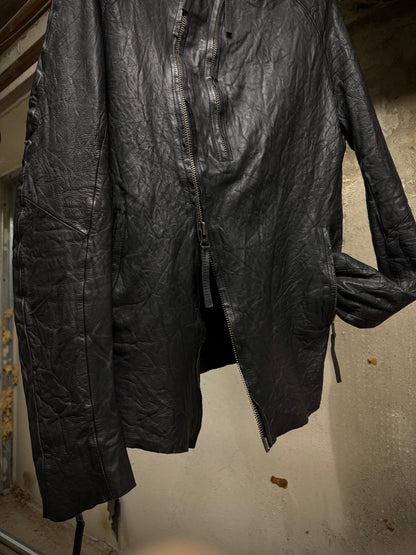 ARMY OF ME 2010s Unlined Raglan Asymmetric Zip Cow Leather Jacket
