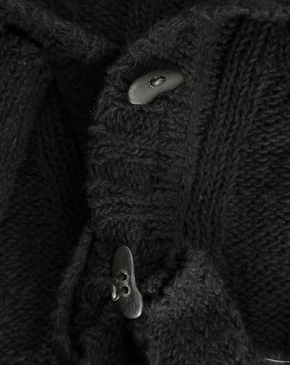 Ann Demeulemeester Early 00s Wide Collar Wool Cable Knit Henley Sweater