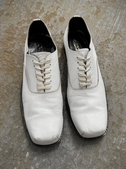 COMME des GARÇONS HOMME PLUS SS11 White Square Toe Leather Derbies detail | DRIEW GARMENTS