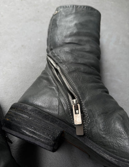 Carol Christian Poell ‘AM/2687P ROOMS-PTC/19’ Kangaroo Leather Titanium Prosthetic Tornado Zip Boots