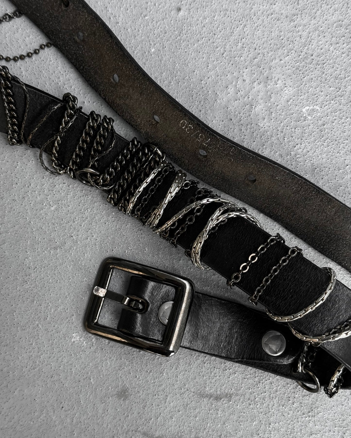 Hollywood Trading Company Pierced Multi-chains Leather Belt