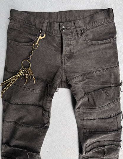 SHELLAC Early 00s Distressed Grey Hagi Slim Bootcut Denim