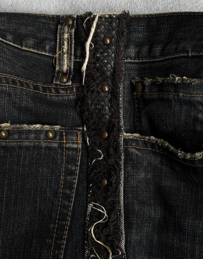 LED RECHWE Early 00s Python Skin Western Frayed Flare Denim