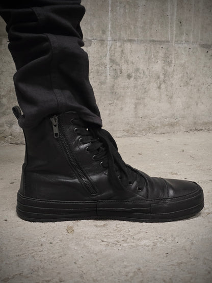 Ann Demeulemeester "Roccia" Black High-top Leather Sneakers