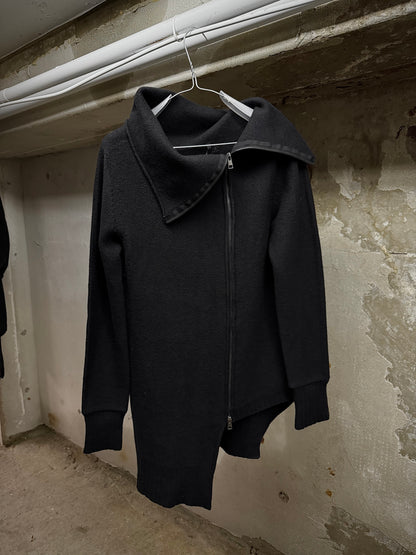 MD75 Asymmetric Funnel Neck Zip Up Wool Knit Sweater | Archive Fashion Toronto