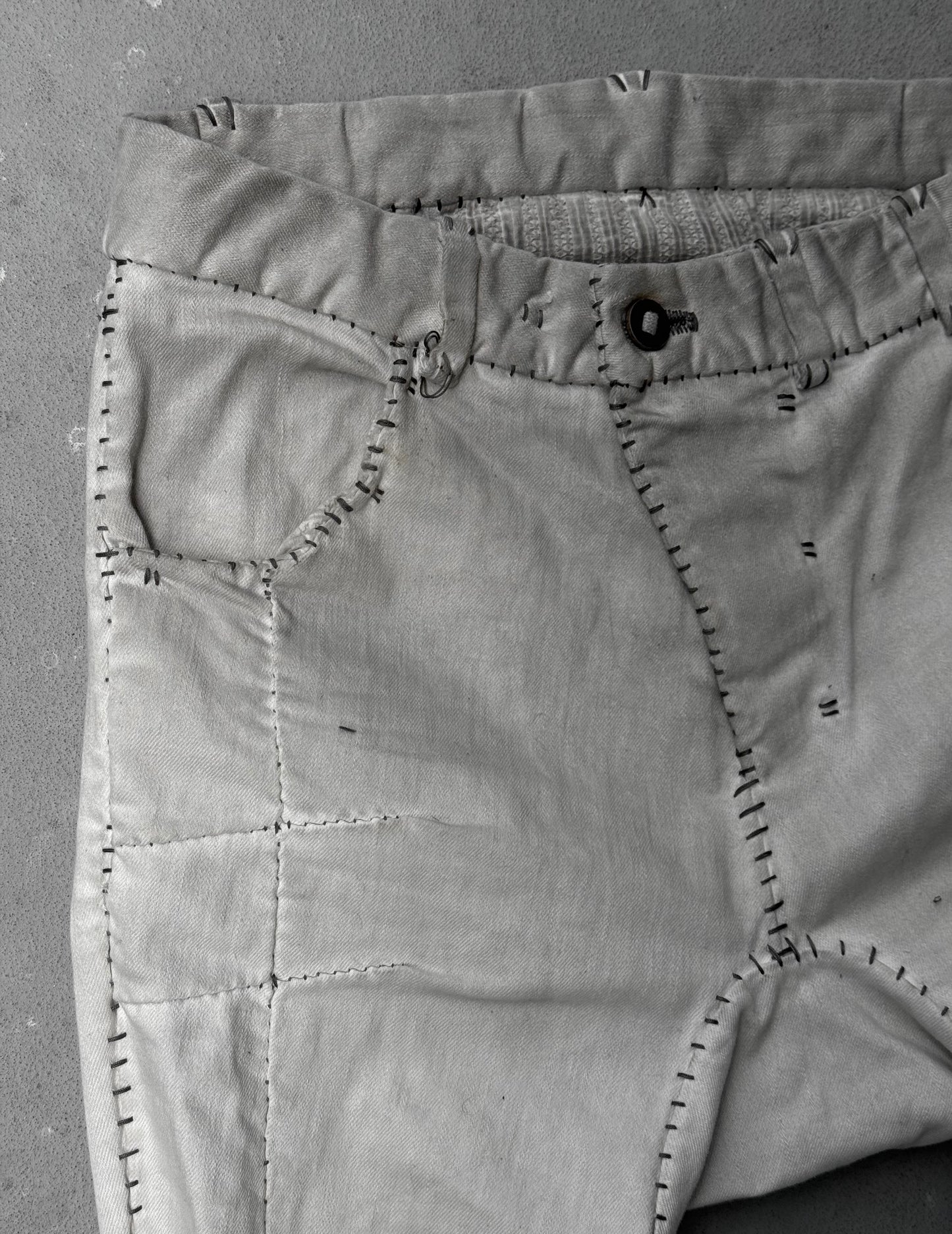 Boris Bidjan Saberi AW21 ‘P13-HS-TF’ Faded Light Grey Resin-Dyed Hand Stitch Denim