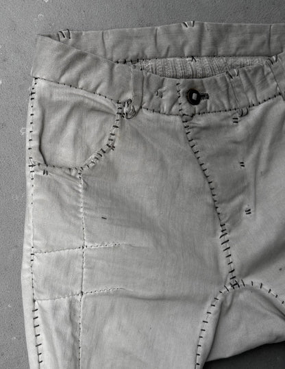 Boris Bidjan Saberi AW21 ‘P13-HS-TF’ Faded Light Grey Resin-Dyed Hand Stitch Denim