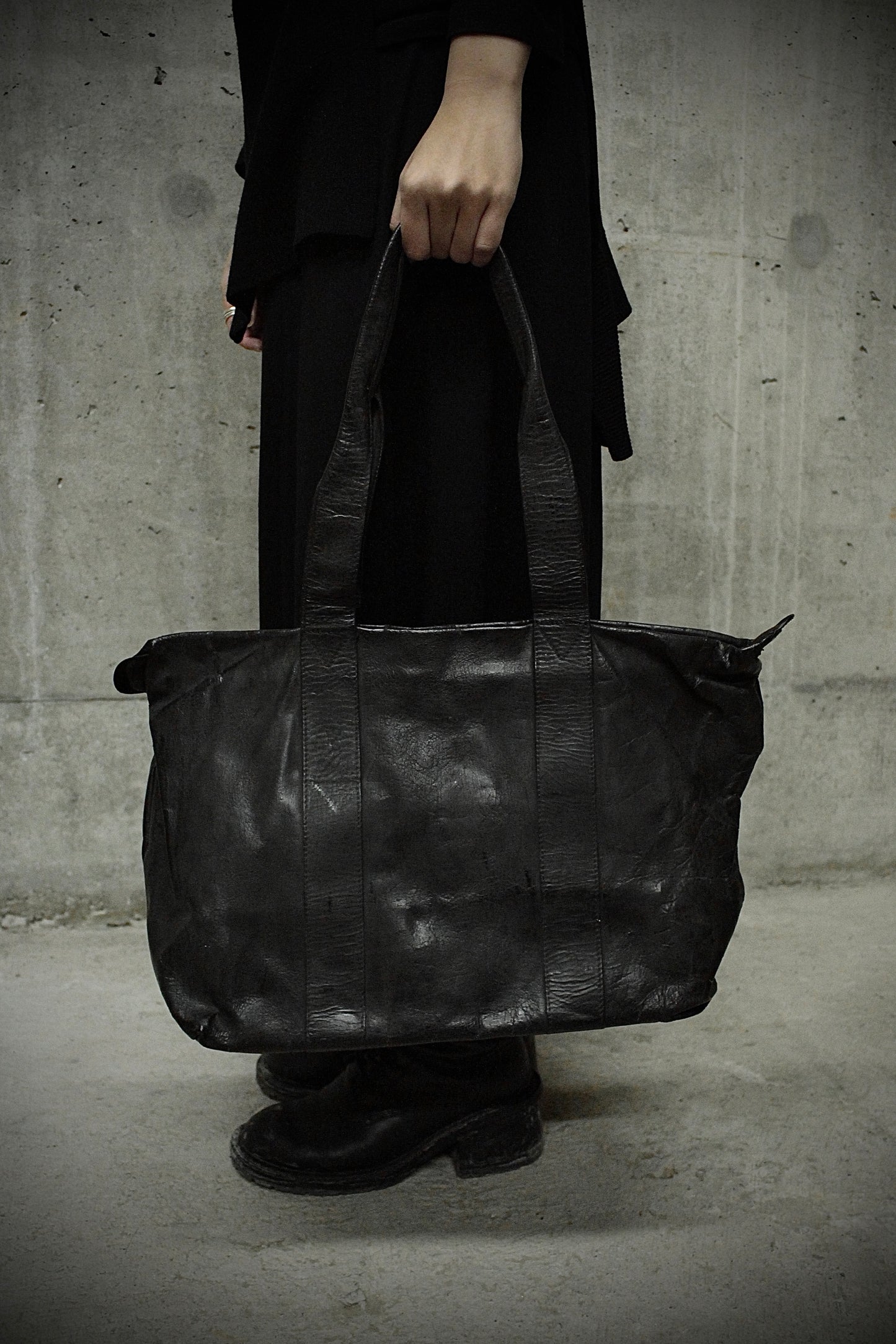 Fabio Quaranta 'FQR' Early 00s Hand Painted Leather Tote Bag detail | DRIEW GARMENTS