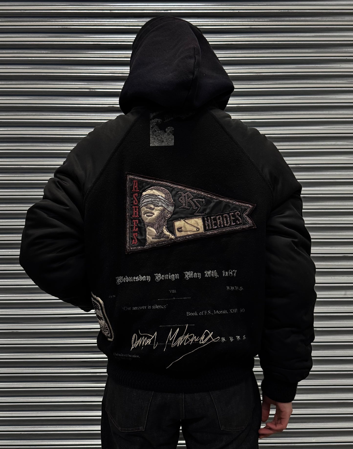 RAF by Raf Simons AW06-07 Peter de Potter’s ‘Ashes & Heroes’ Embroidered Varsity Jacket