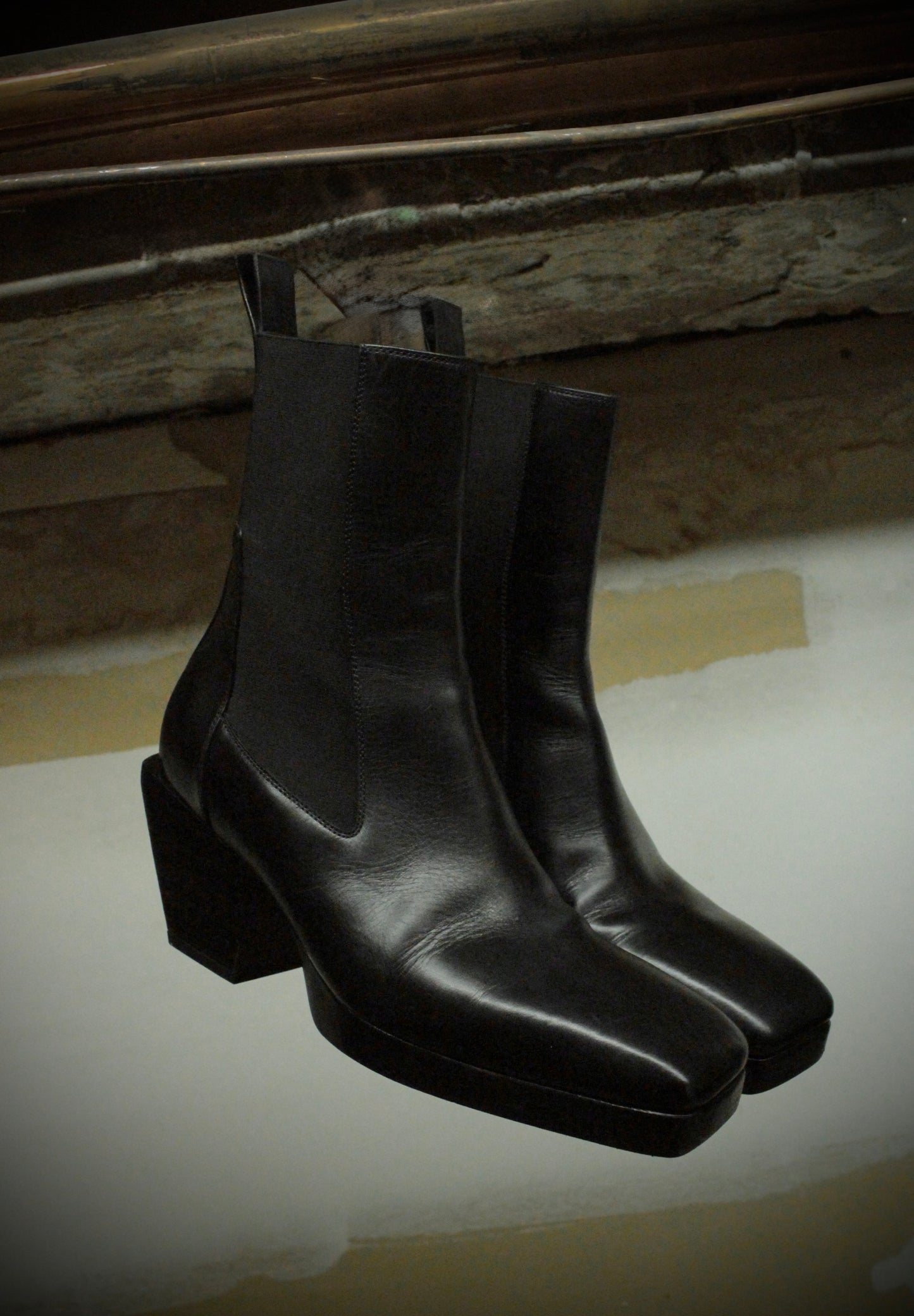 Rick Owens SS22 "FOGACHINE" Heeled Sliver Calf Leather Chelsea Boots | Archive Fashion Toronto